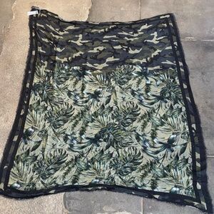 813 Ottotredici Palm Fronds and Camo Print Scarf
